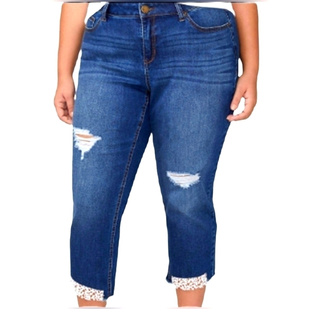 Lane Bryant Plus size‎ 18 blue jeans crochet women pants👖